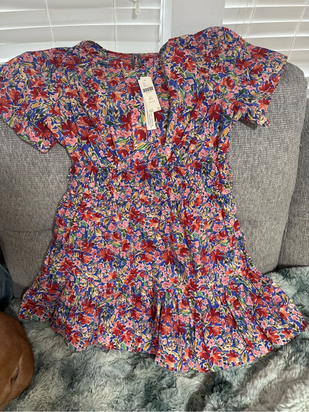 Floral Smocked Waist Mini Dress - Red Multi